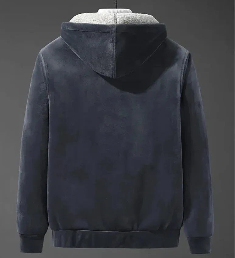 Fleece Men's Hoodie Winter Thick Sweatshirts Casual Hooded Cardigan Fashion Bomber Fur Jackets Zipper clothing