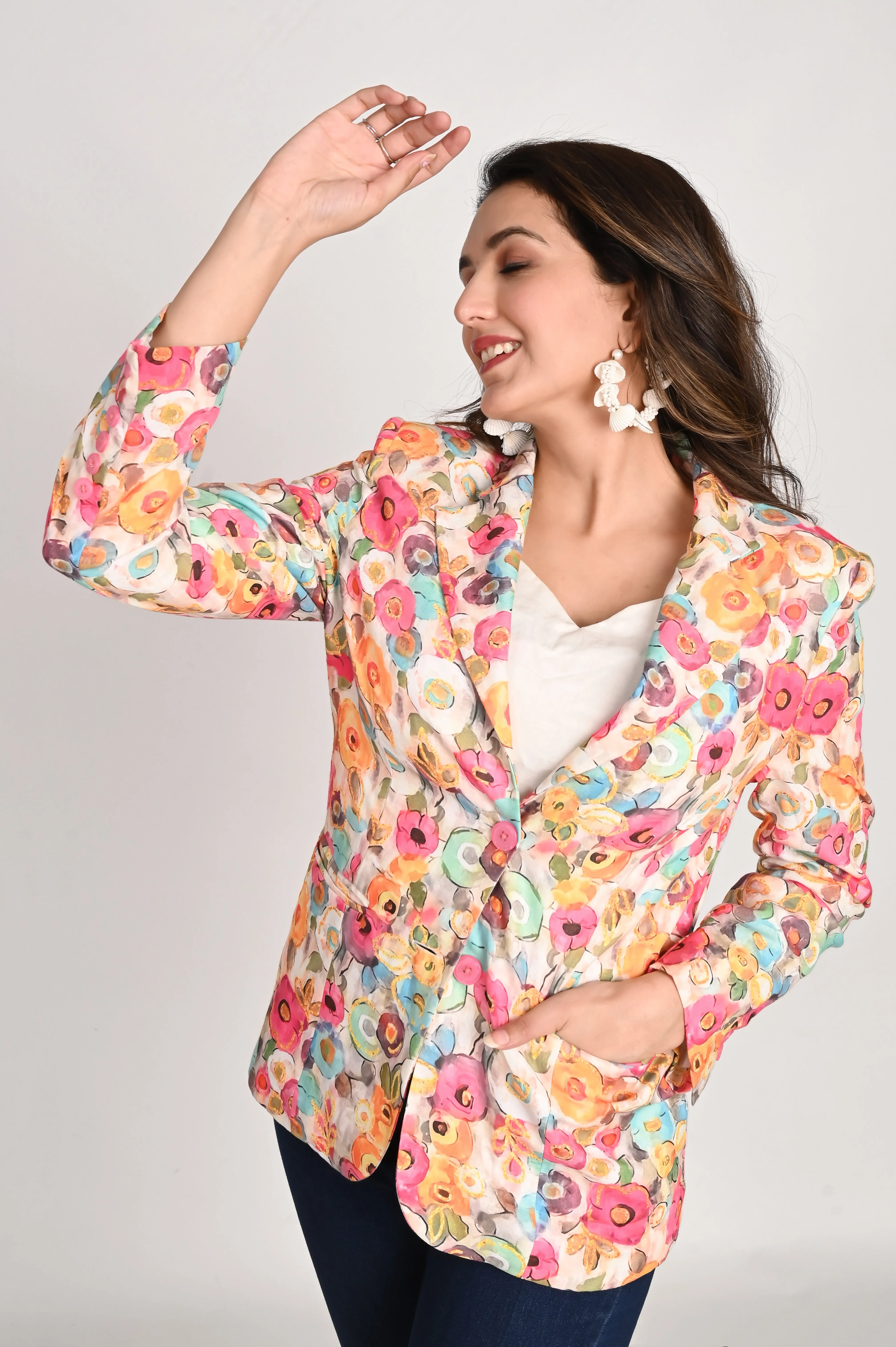 Floral Symphony Multicolor Blazer