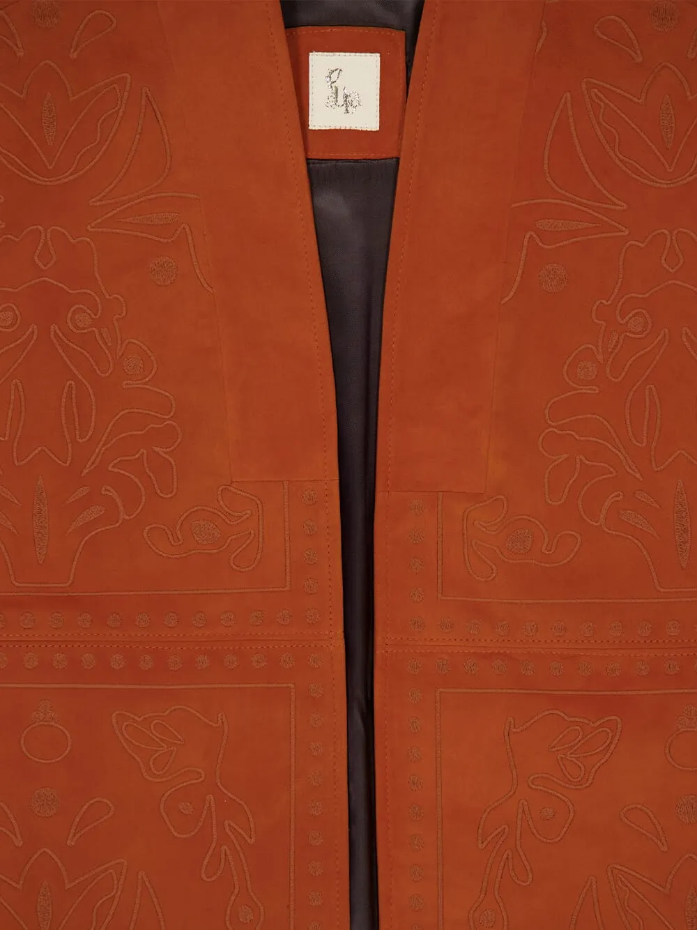 Gardenia Cinnamon Stick Embossed Suede Maxi Cape