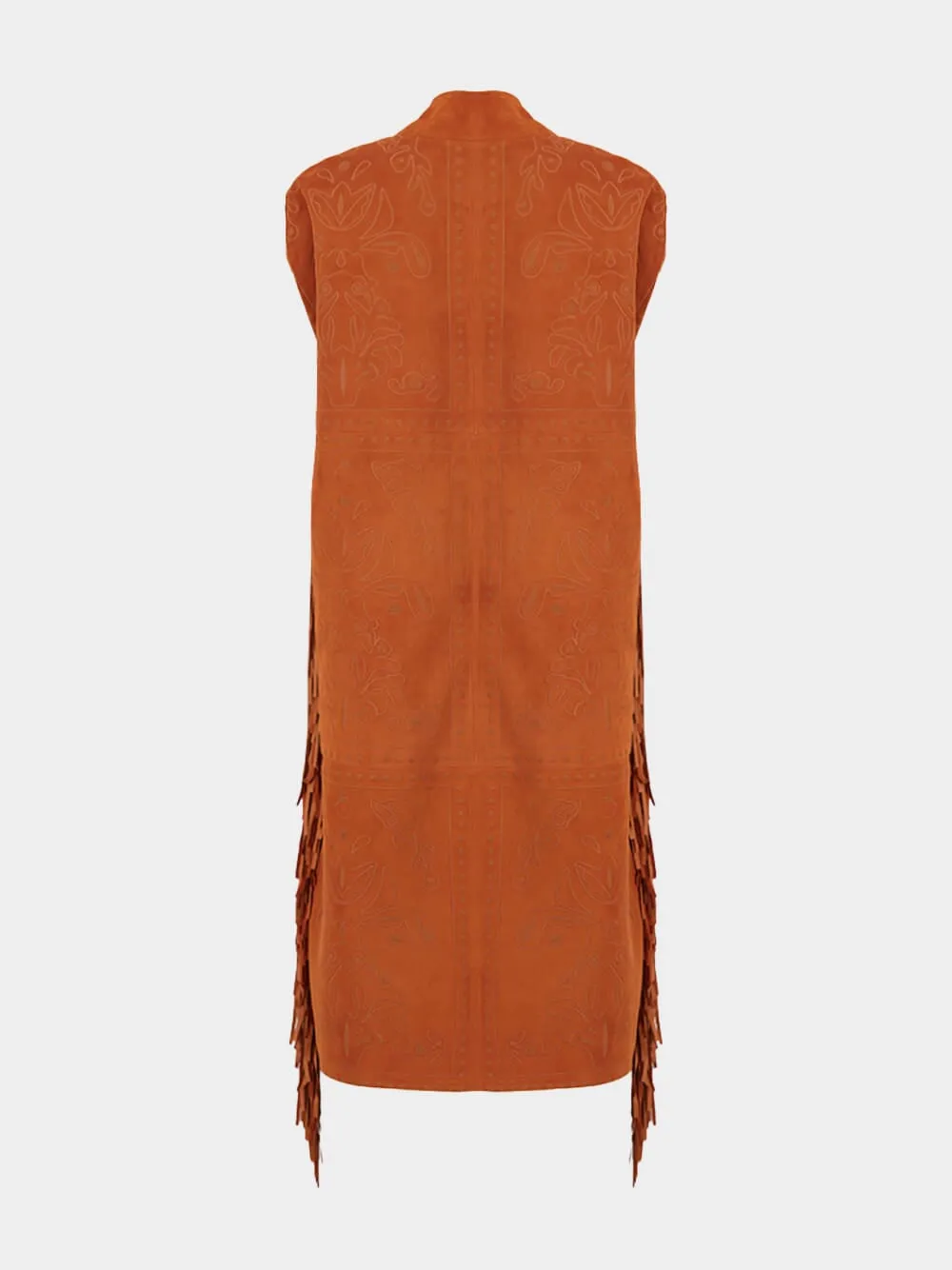 Gardenia Cinnamon Stick Embossed Suede Maxi Cape