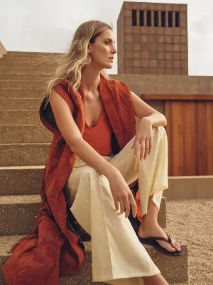 Gardenia Cinnamon Stick Embossed Suede Maxi Cape