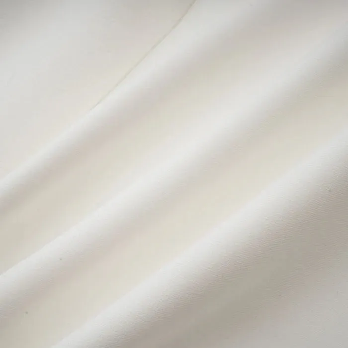 gold-button pleated peplum-hem white  blazer dress