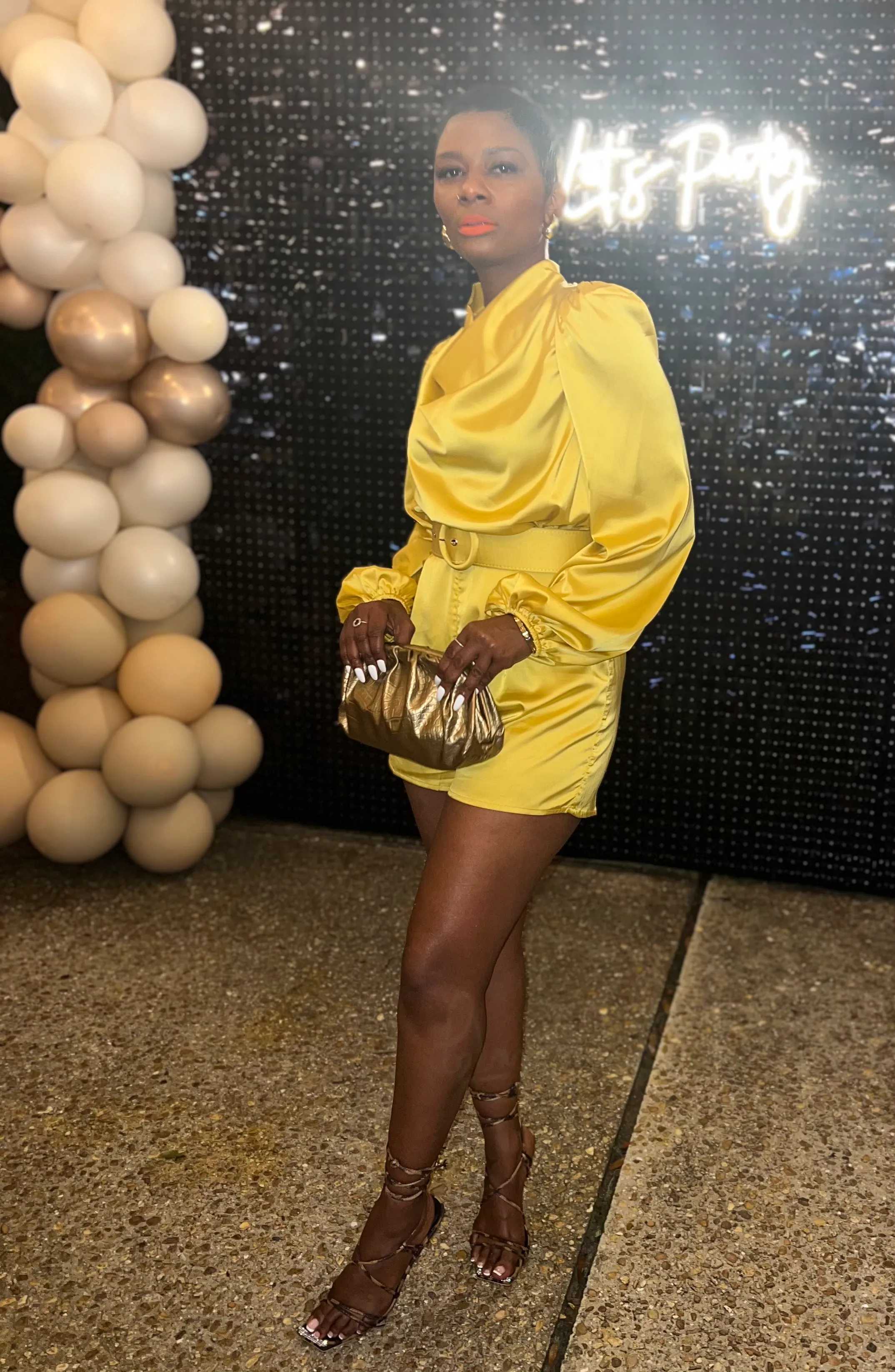 “Gold Rush” Satin Romper (Clearance)