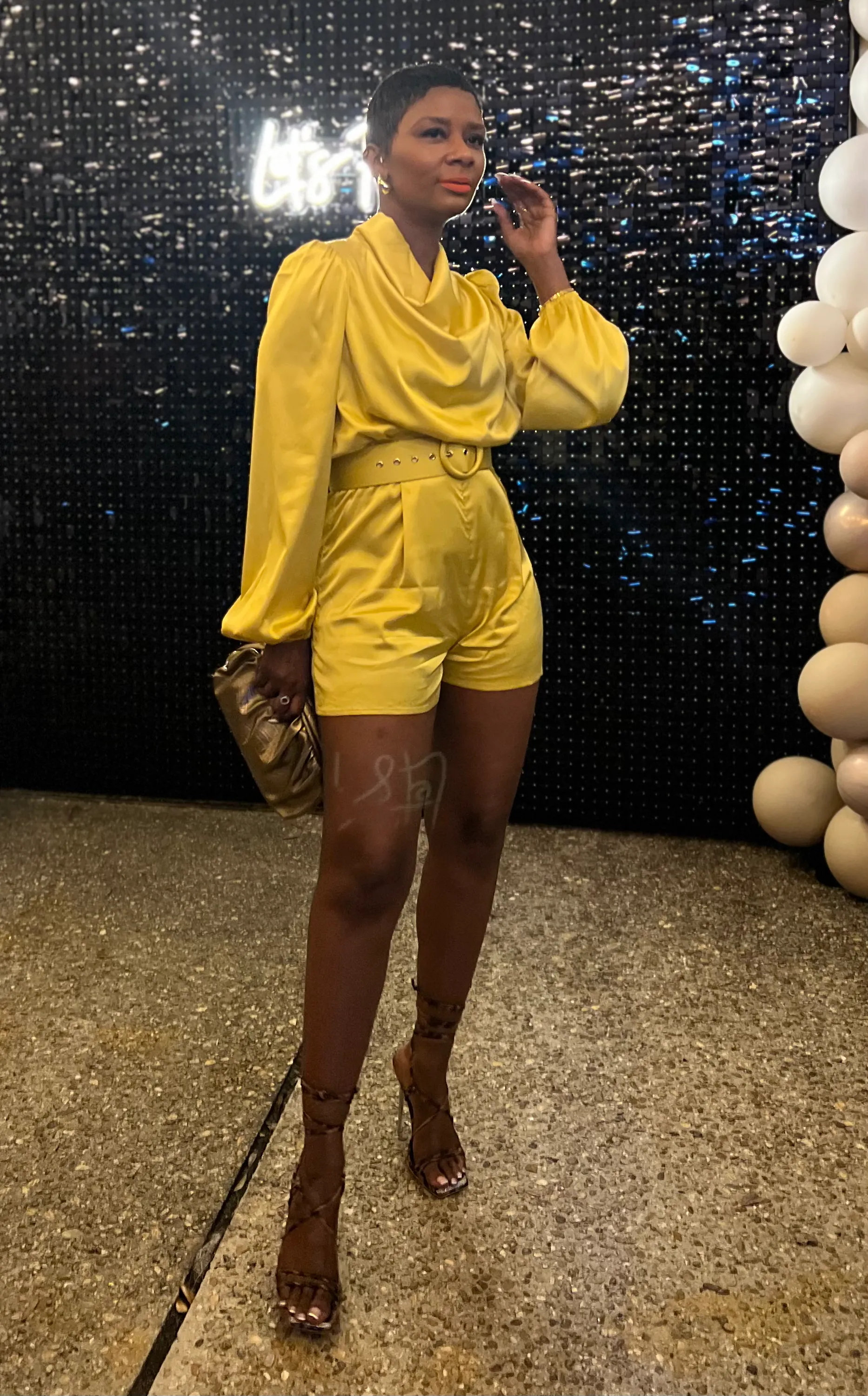 “Gold Rush” Satin Romper (Clearance)