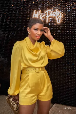 “Gold Rush” Satin Romper (Clearance)