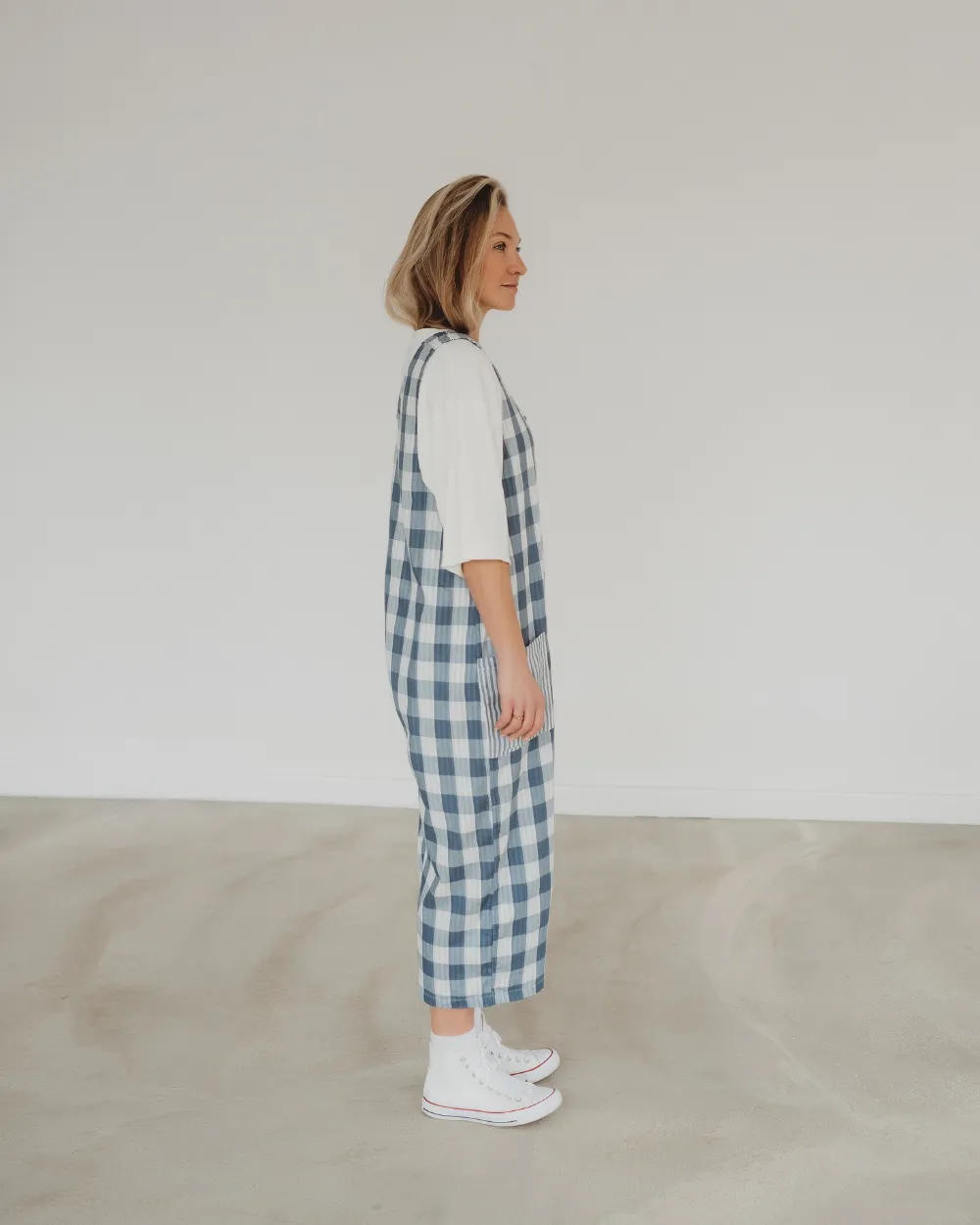 Grace Multicolour Marine Check Print Reversible Wide Leg Jumpsuit