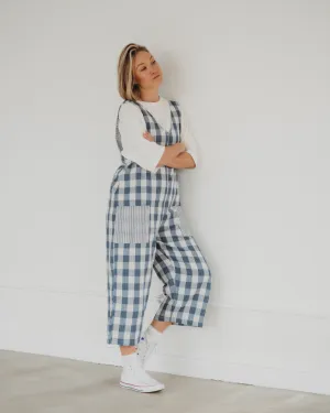 Grace Multicolour Marine Check Print Reversible Wide Leg Jumpsuit
