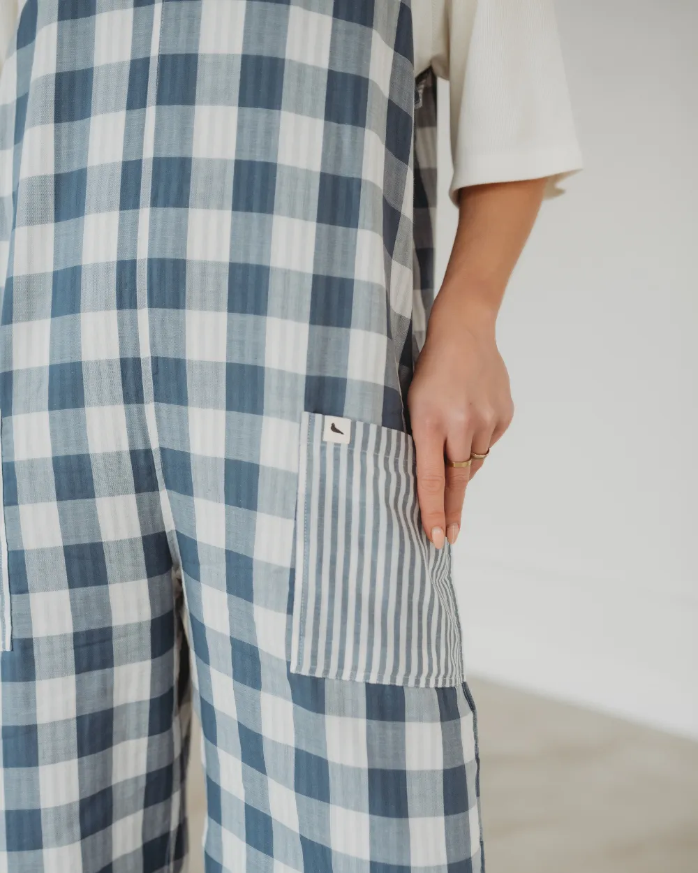 Grace Multicolour Marine Check Print Reversible Wide Leg Jumpsuit
