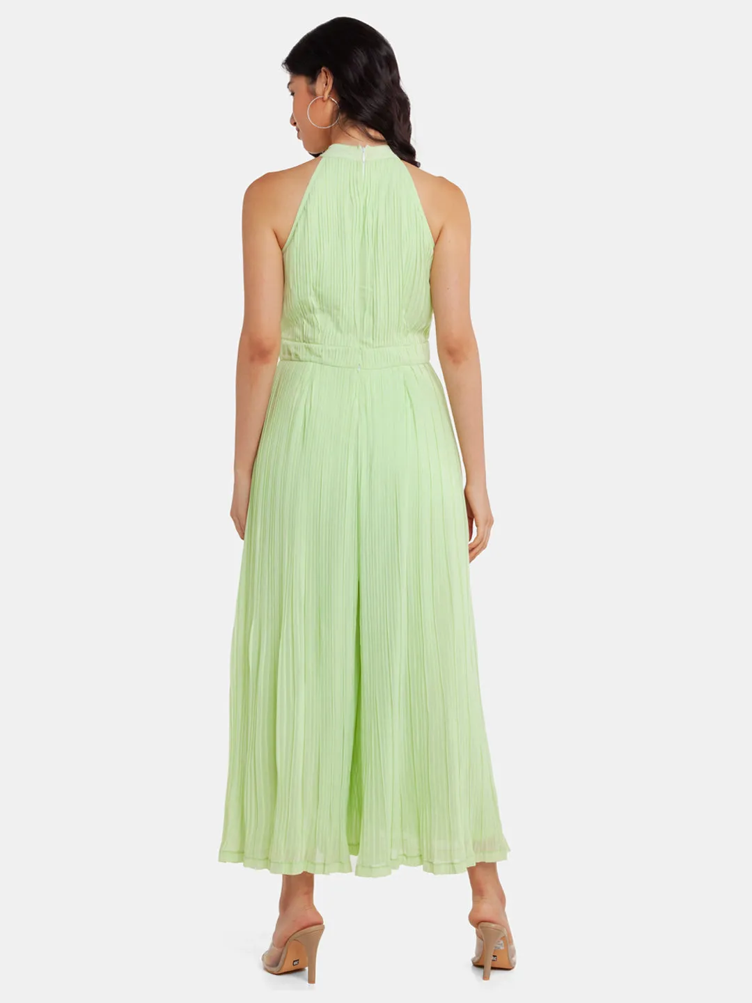 Green Solid Strappy Jumpsuit