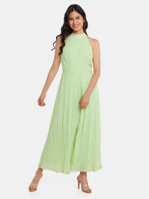 Green Solid Strappy Jumpsuit