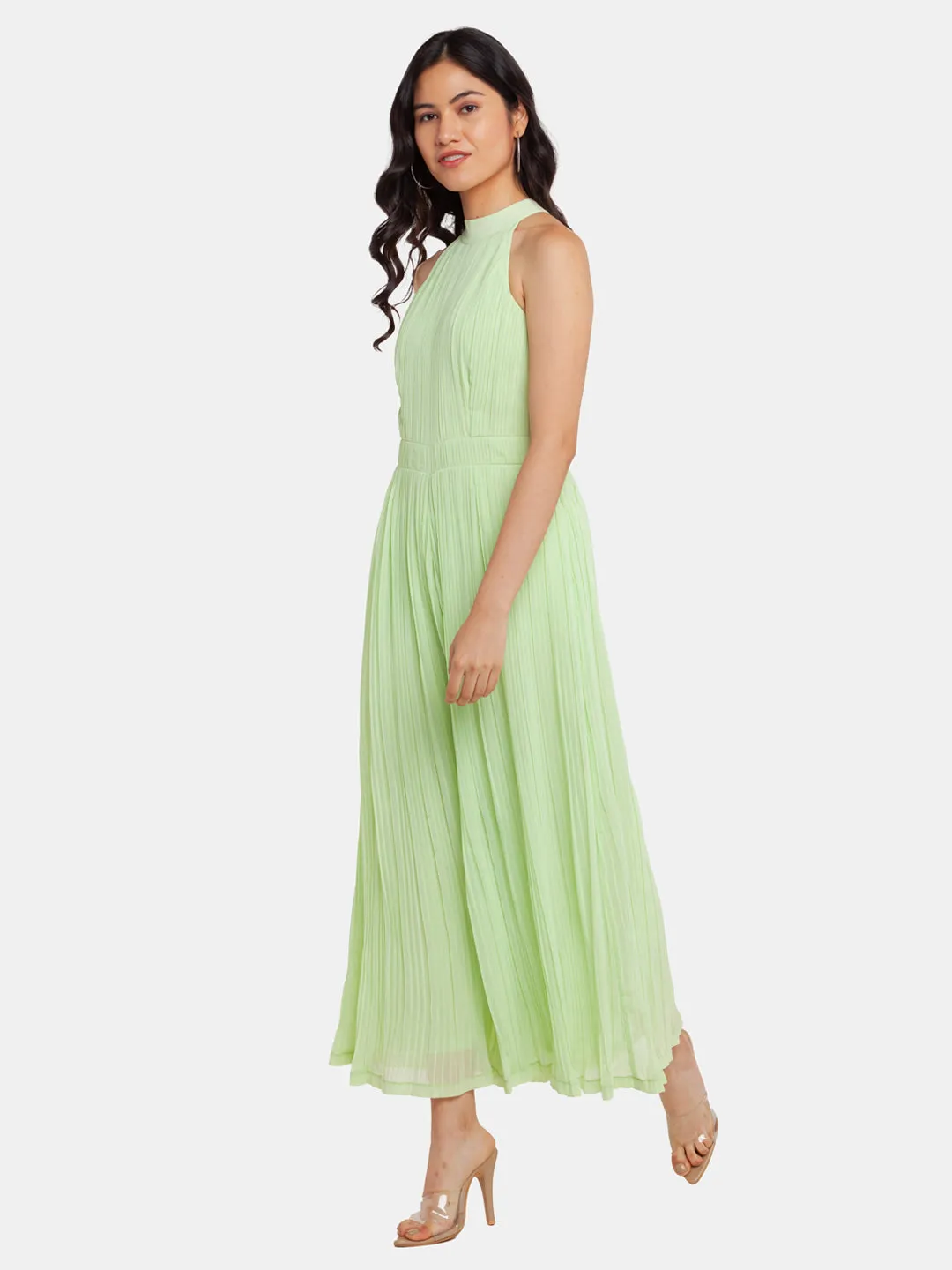 Green Solid Strappy Jumpsuit