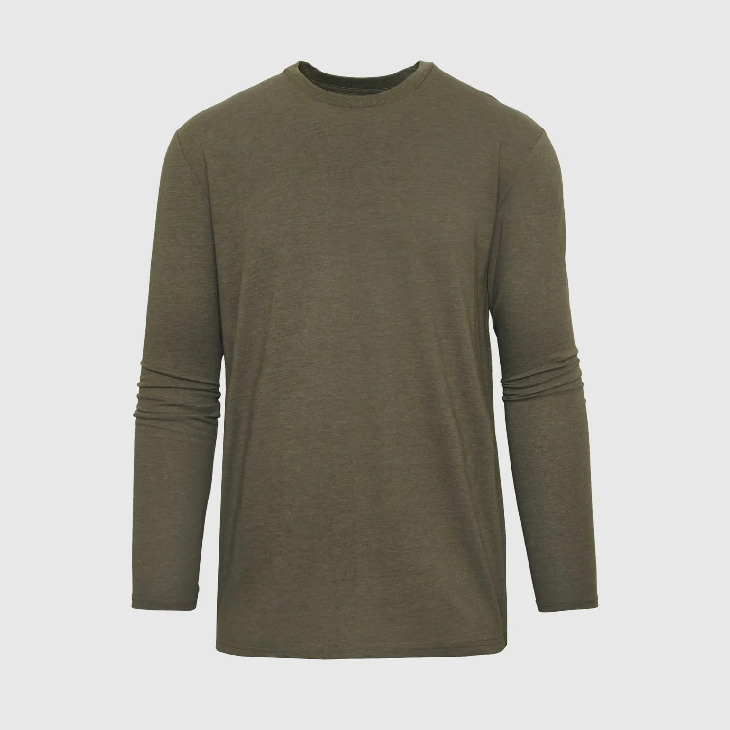 Heather Military Green Long Sleeve Crew Neck Tee