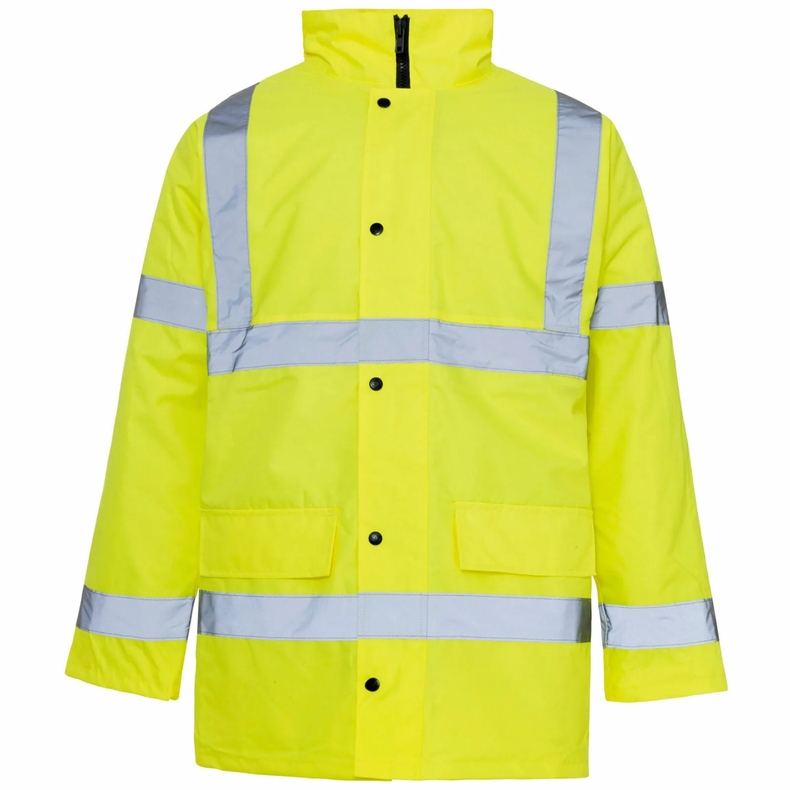HI VIZ VIS JACKET HIGH VISIBILITY REFLECTIVE WATERPROOF WORKWEAR PADDED HOODED