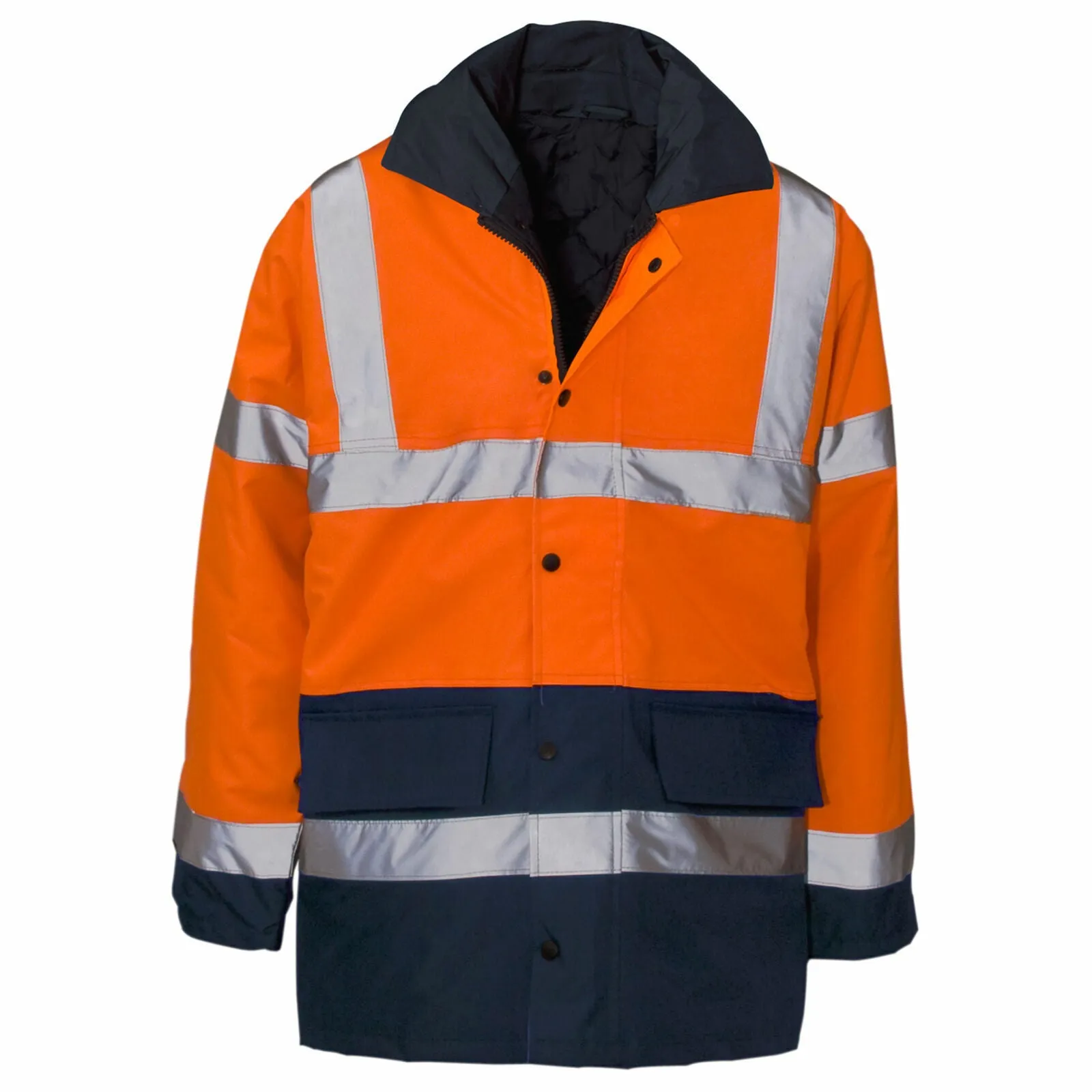 HI VIZ VIS JACKET HIGH VISIBILITY REFLECTIVE WATERPROOF WORKWEAR PADDED HOODED