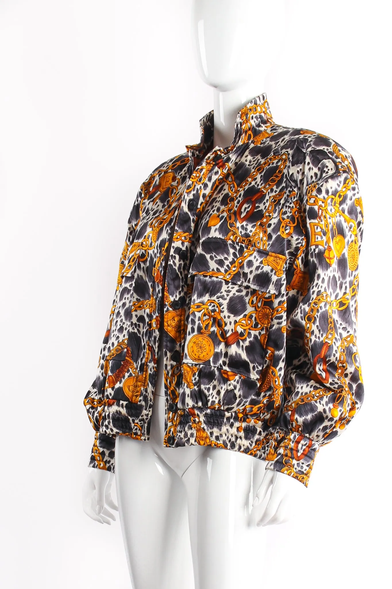 Hound Dog Bridle Print Silk Bomber Jacket