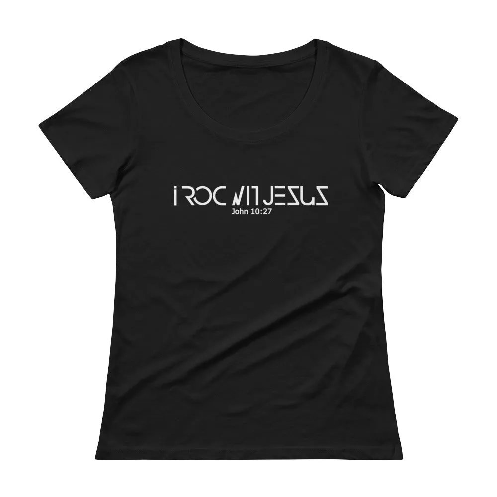 i ROC WIT JESUS CLASSIC LADIES BLACK SCOOP-NECK T-SHIRT