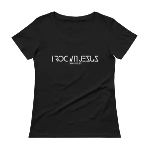 i ROC WIT JESUS CLASSIC LADIES BLACK SCOOP-NECK T-SHIRT