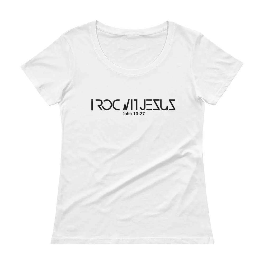 i ROC WIT JESUS CLASSIC LADIES WHITE SCOOP-NECK T-SHIRT