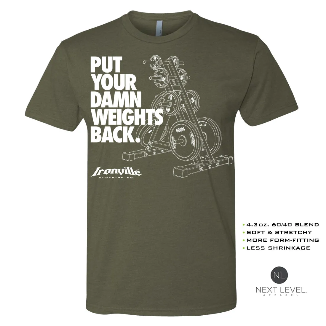 Ironville DAMN WEIGHTS Soft-Blend Fitted Gym T-Shirt