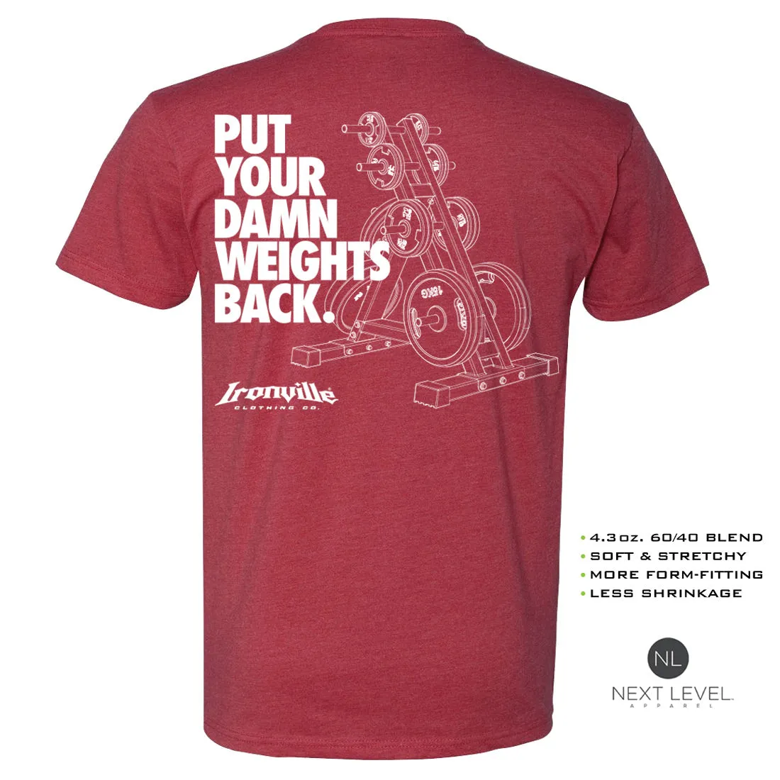 Ironville DAMN WEIGHTS Soft-Blend Fitted Gym T-Shirt