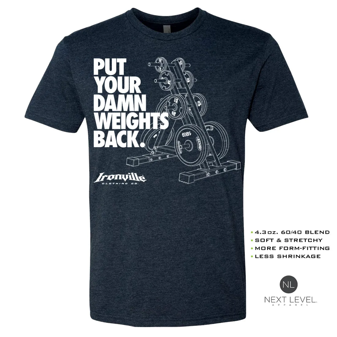 Ironville DAMN WEIGHTS Soft-Blend Fitted Gym T-Shirt