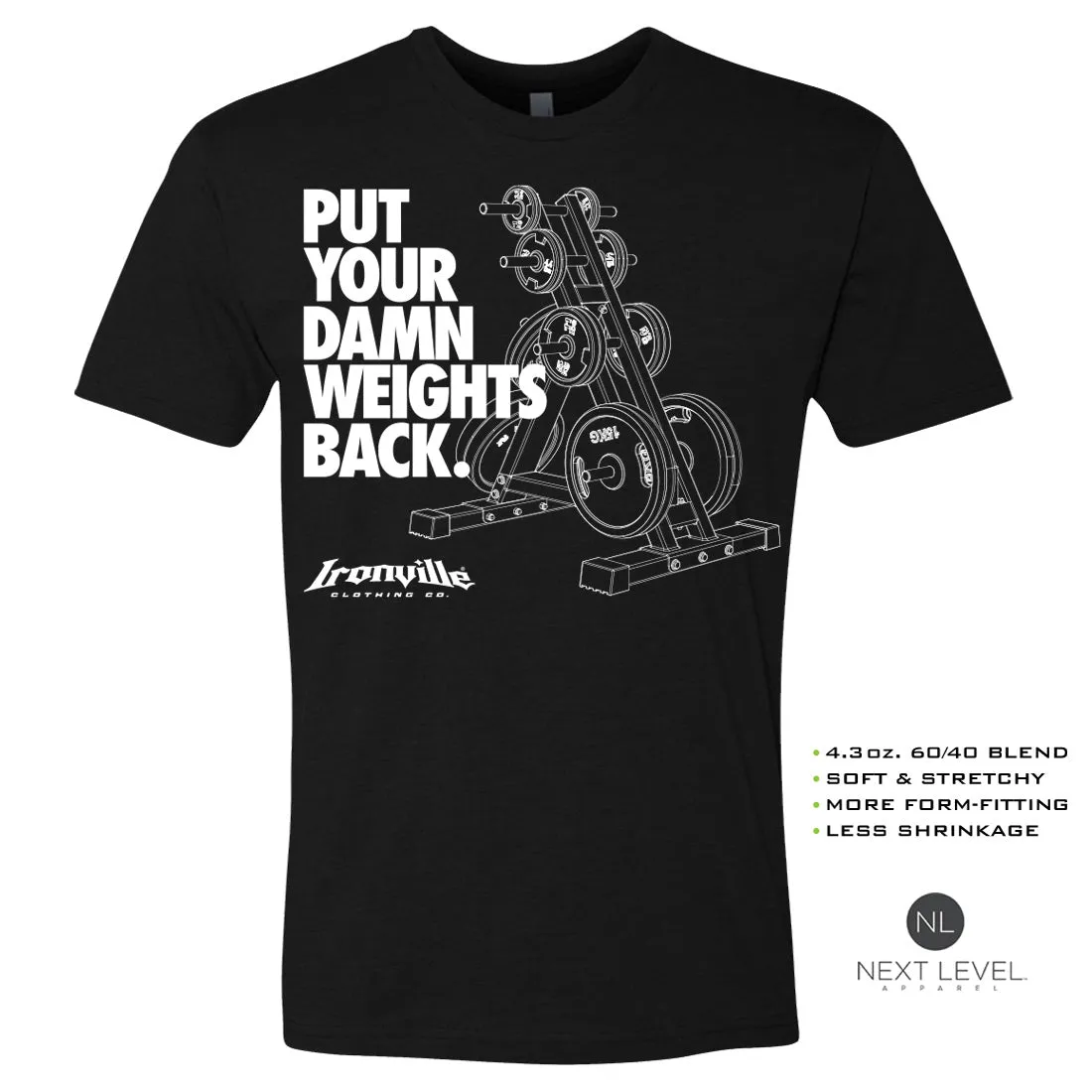 Ironville DAMN WEIGHTS Soft-Blend Fitted Gym T-Shirt