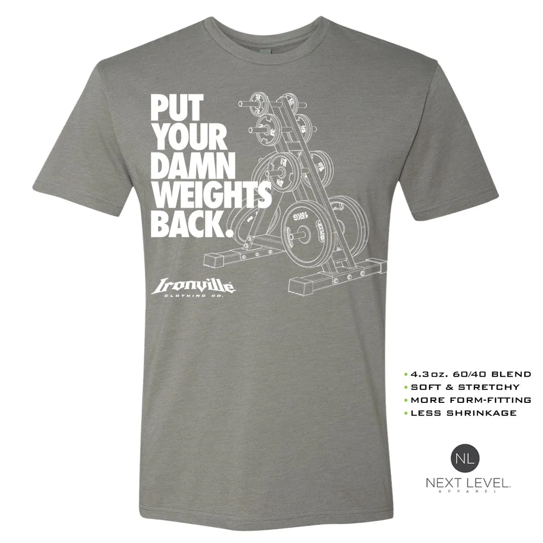 Ironville DAMN WEIGHTS Soft-Blend Fitted Gym T-Shirt