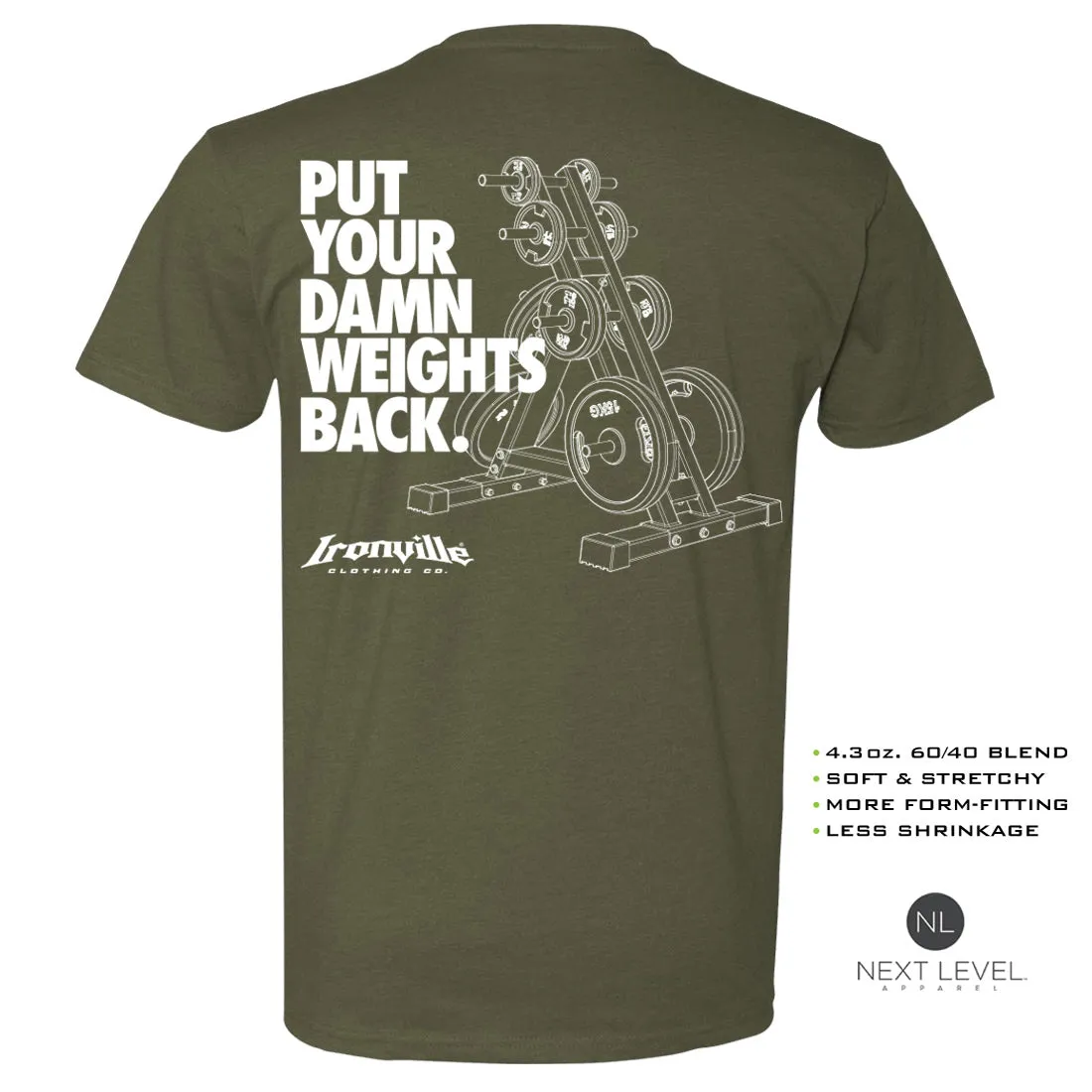 Ironville DAMN WEIGHTS Soft-Blend Fitted Gym T-Shirt