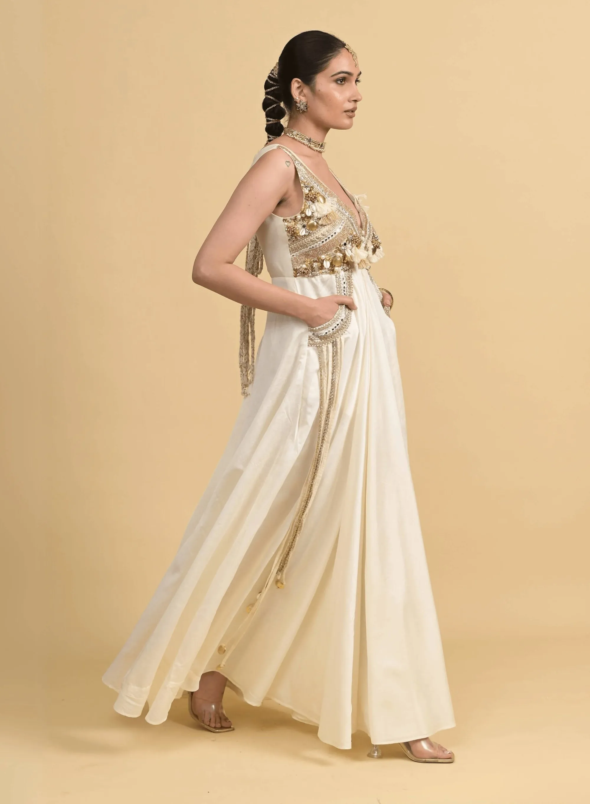 Ivory chanderi jumpsuit