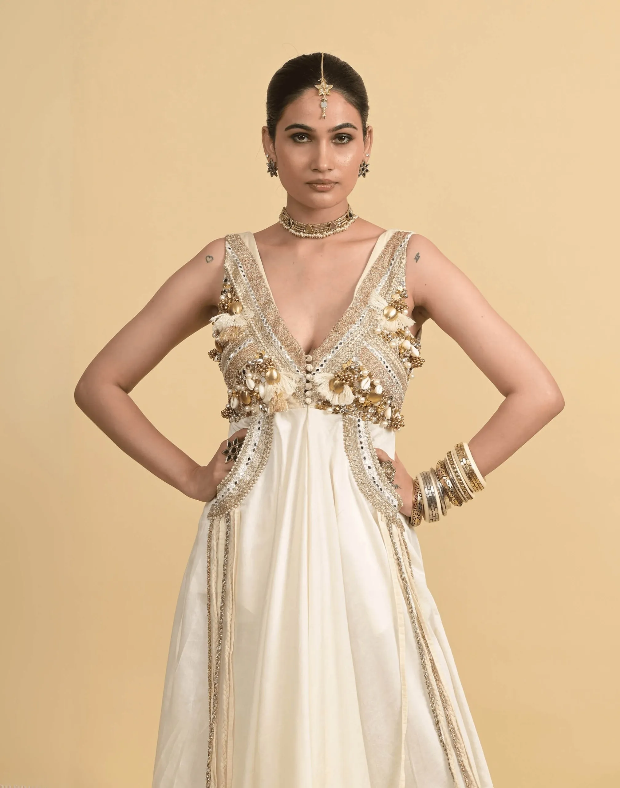 Ivory chanderi jumpsuit