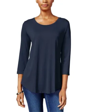 JM Collection Women's Scoop Neck 3/4 Sleeve Shirt Top. 84987 Blue Large