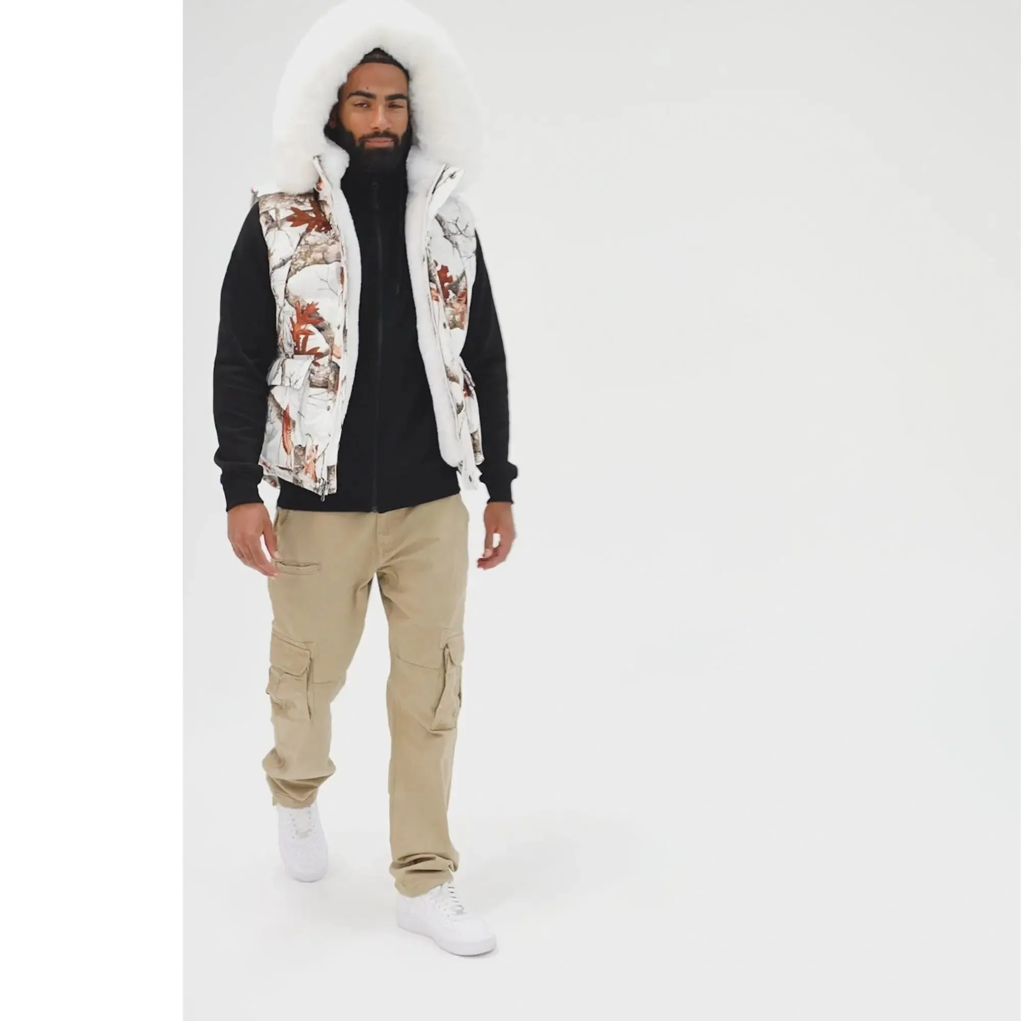 Jordan Craig Men Yukon Fur Lined Vest (Snow Camo)