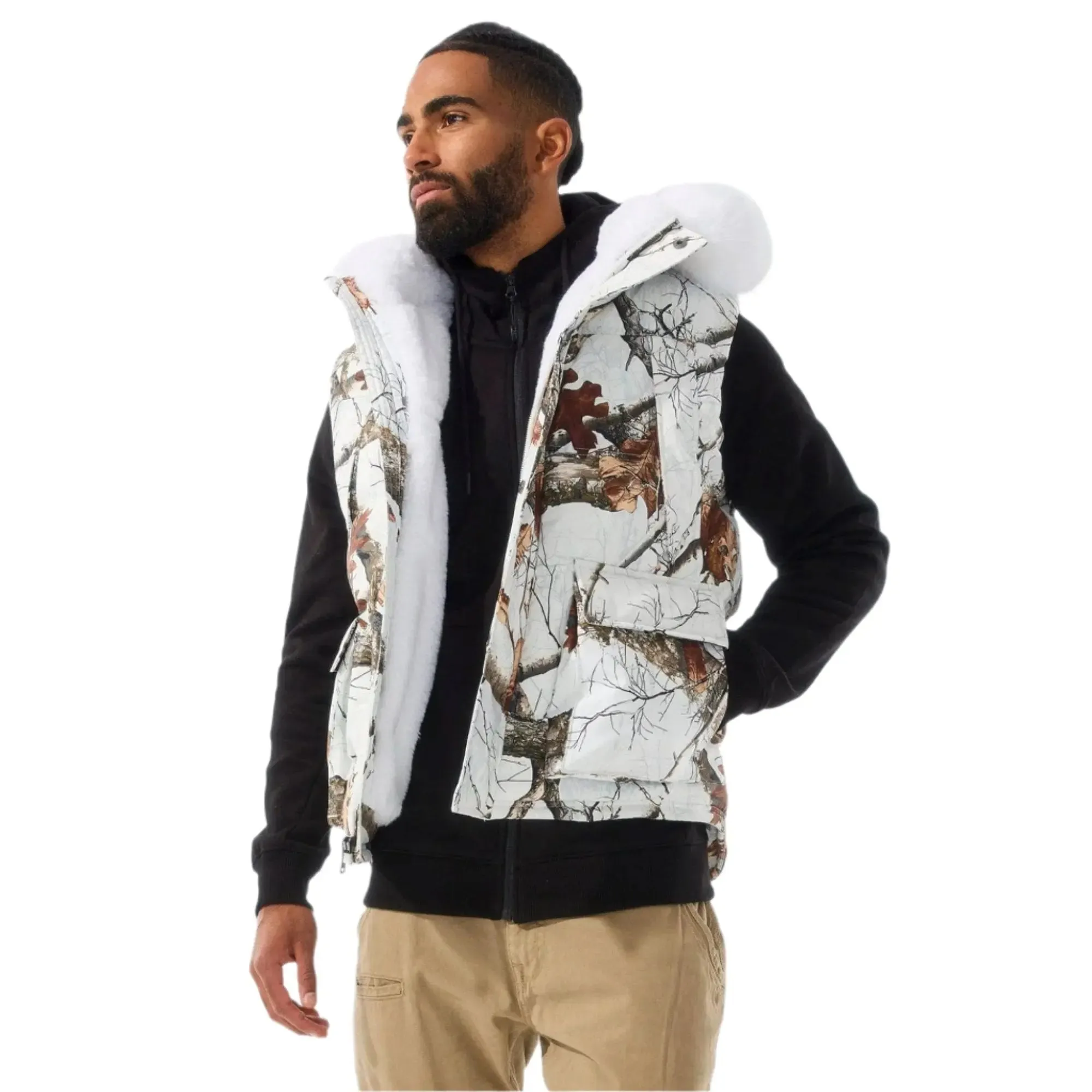 Jordan Craig Men Yukon Fur Lined Vest (Snow Camo)