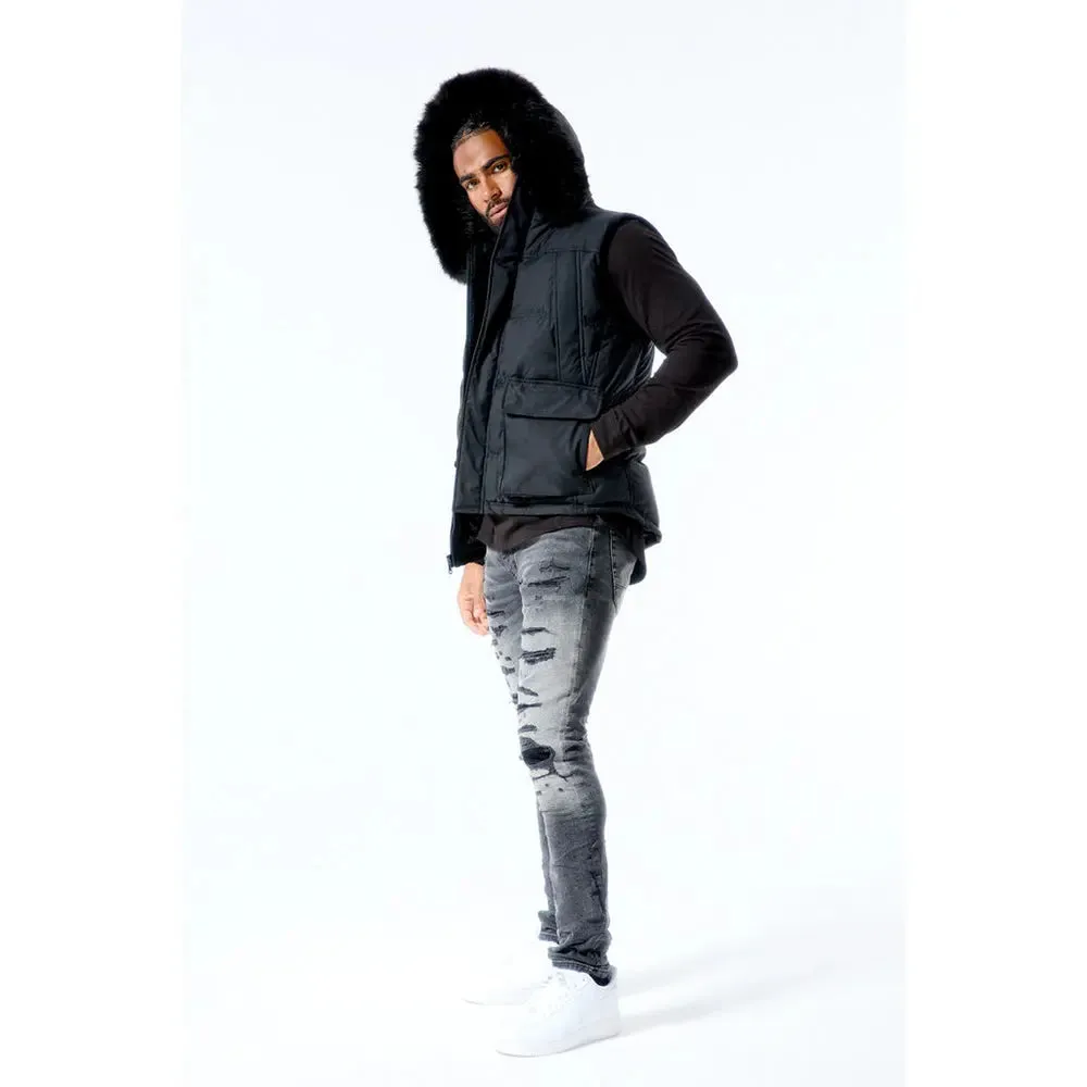 Jordan Craig Men Yukon Fur Puffer Vest (Black)