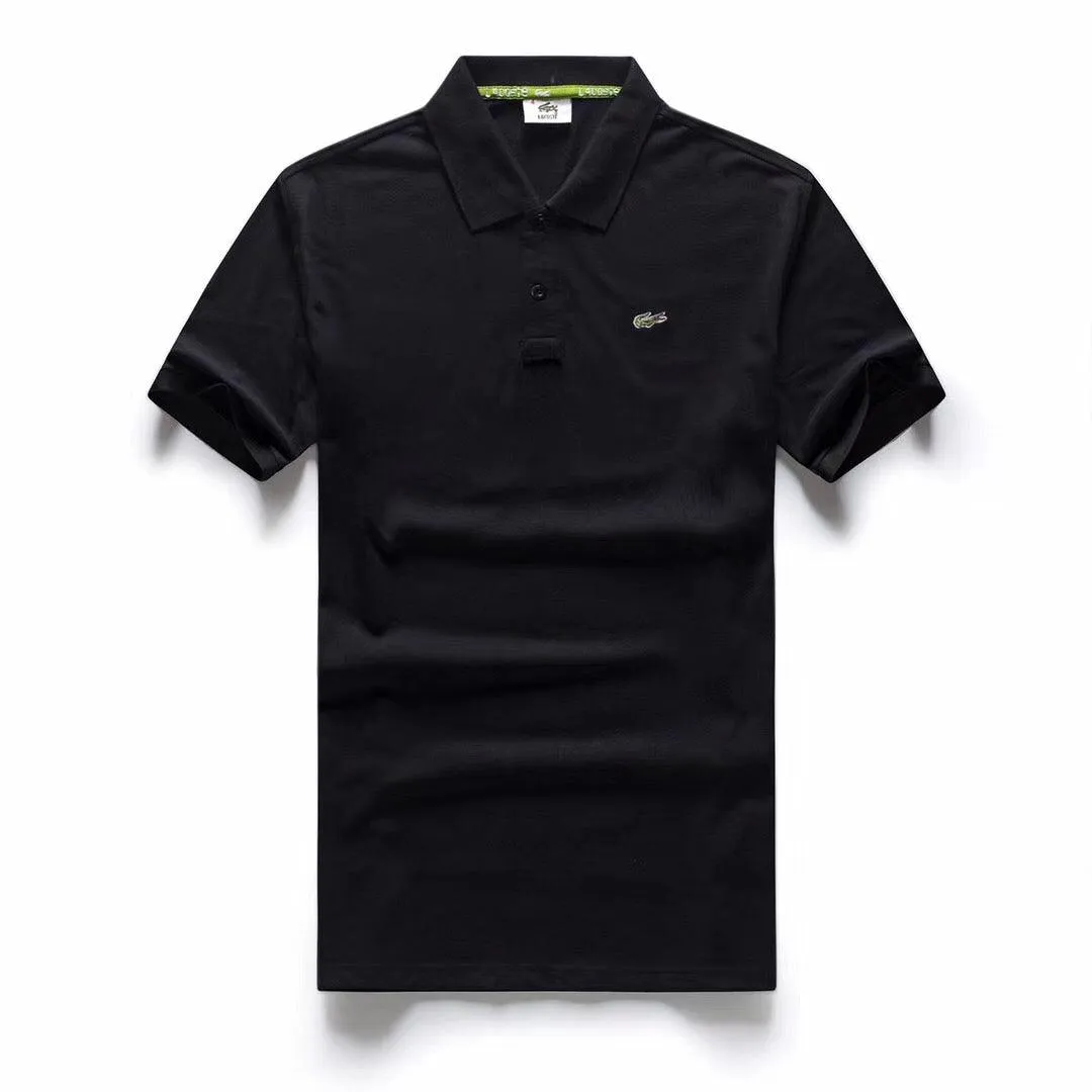 Lacoste Custom Fitted Polo Neck Plain T-Shirt Black