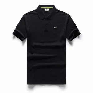 Lacoste Custom Fitted Polo Neck Plain T-Shirt Black