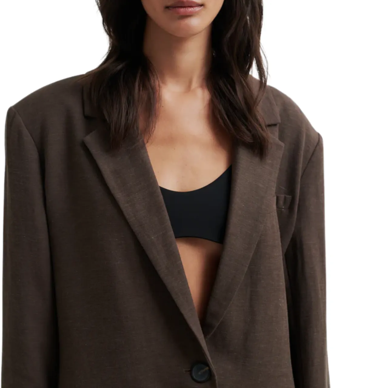 Lino Blazer Chocolate Brown