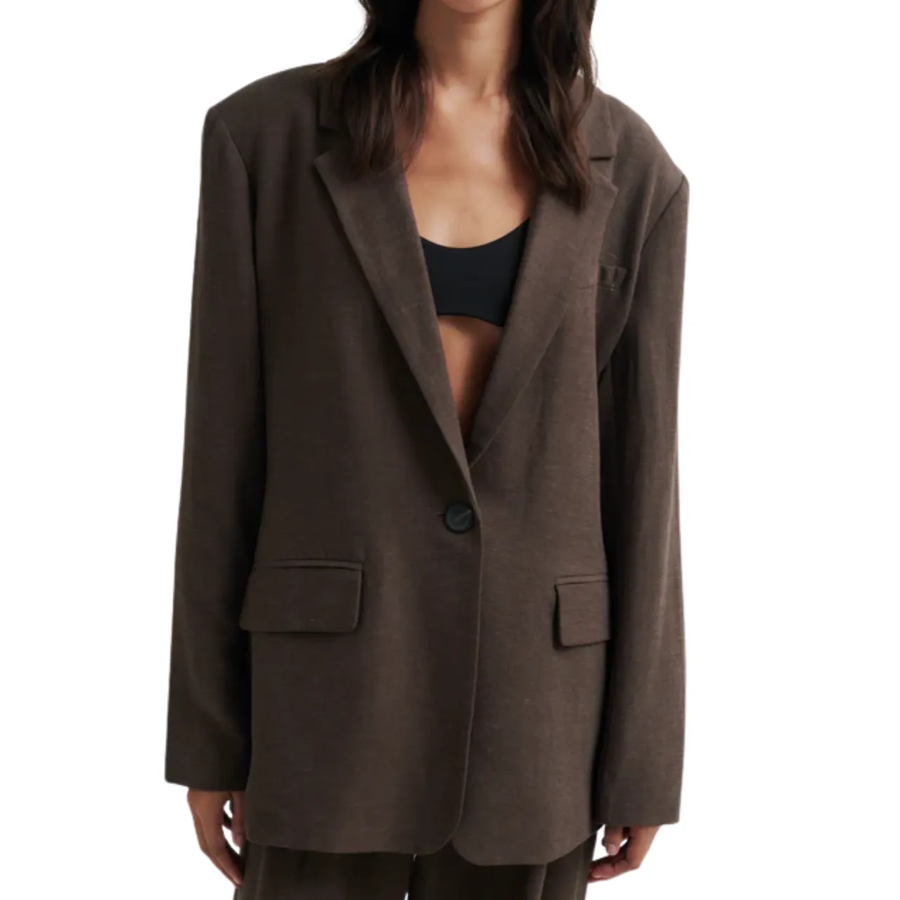 Lino Blazer Chocolate Brown
