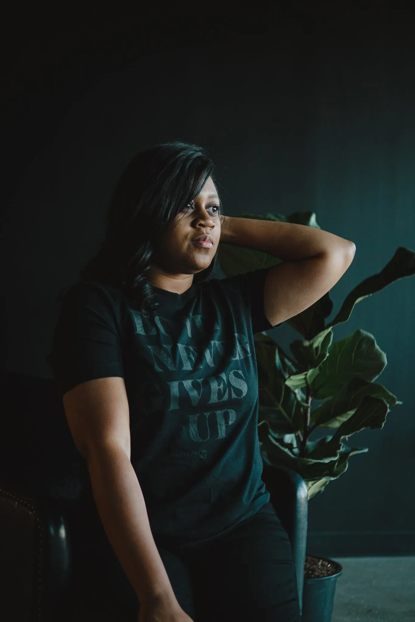 Love Never Gives Up (BLKonBLK) Adult Box T-Shirt