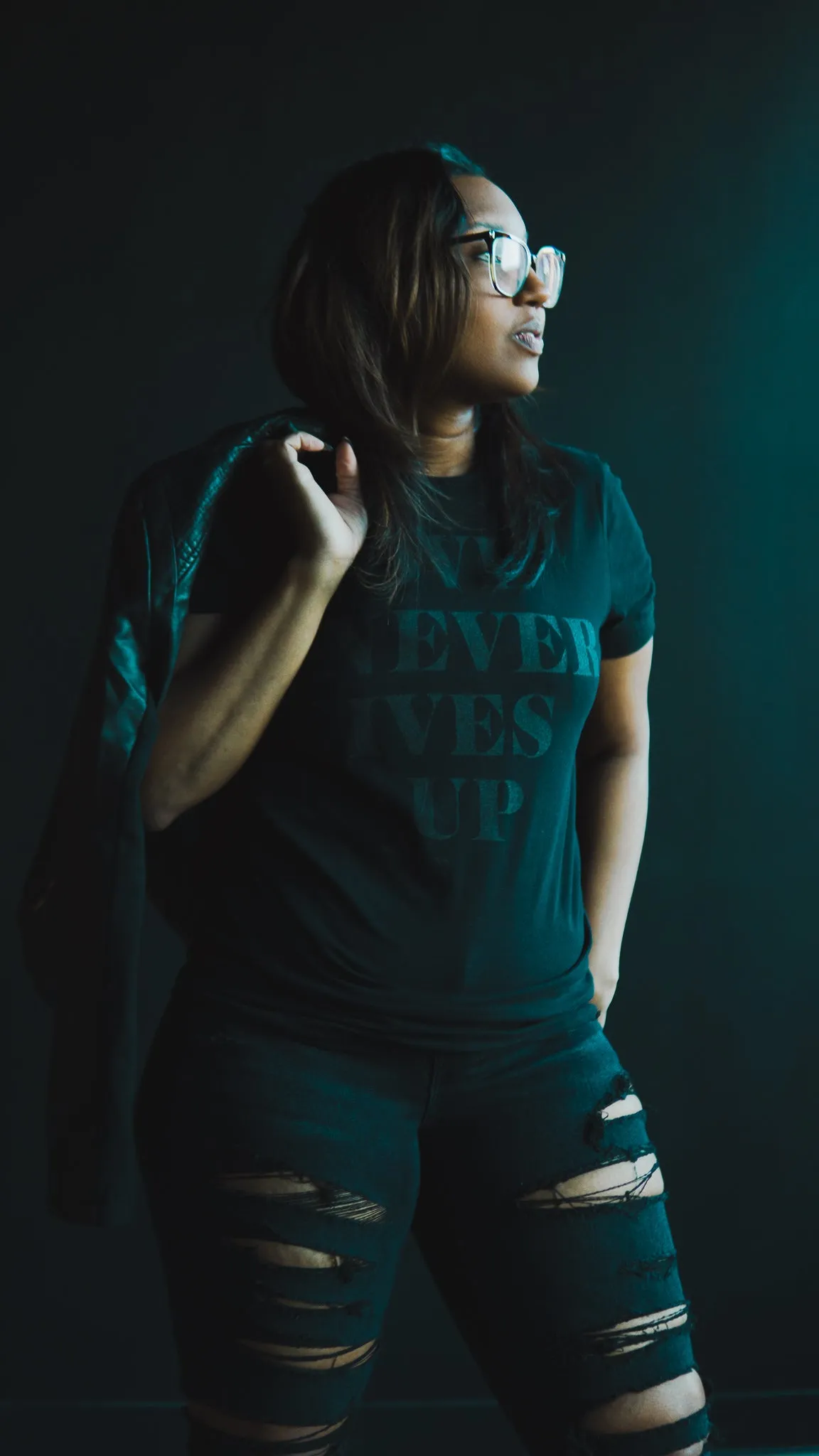 Love Never Gives Up (BLKonBLK) Adult Box T-Shirt