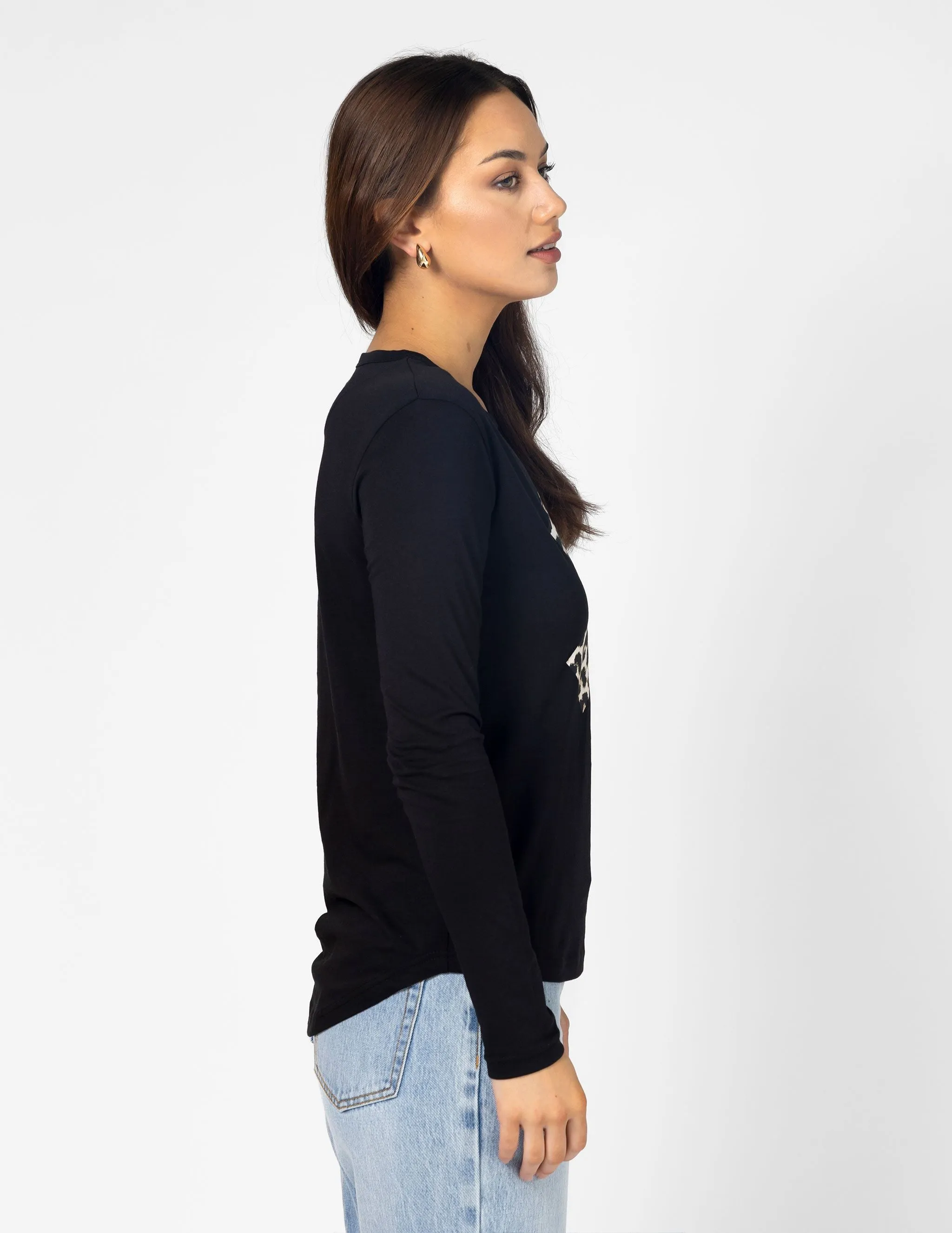 L/S Tee - Black Leopard Cross
