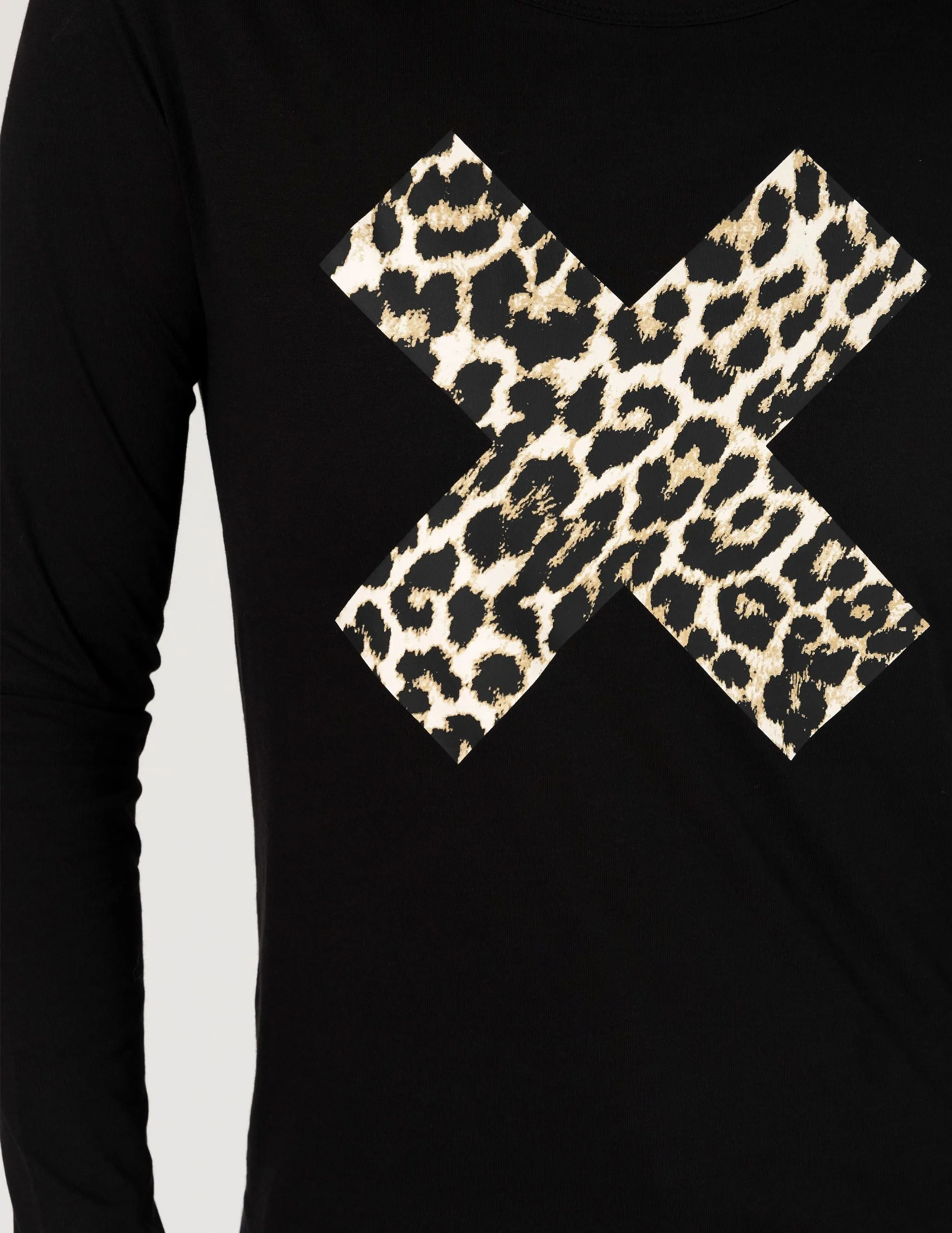 L/S Tee - Black Leopard Cross