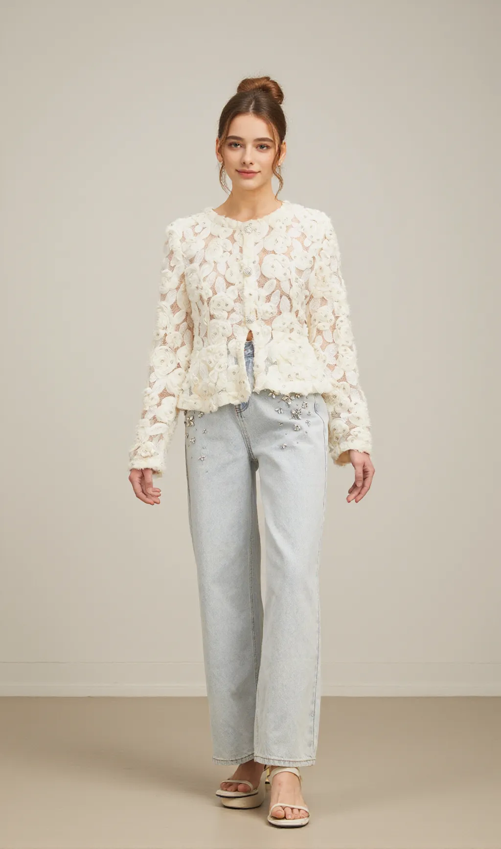 Marianne floral-appliqué embellished jacket
