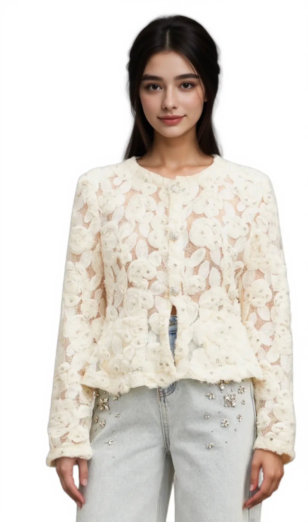 Marianne floral-appliqué embellished jacket