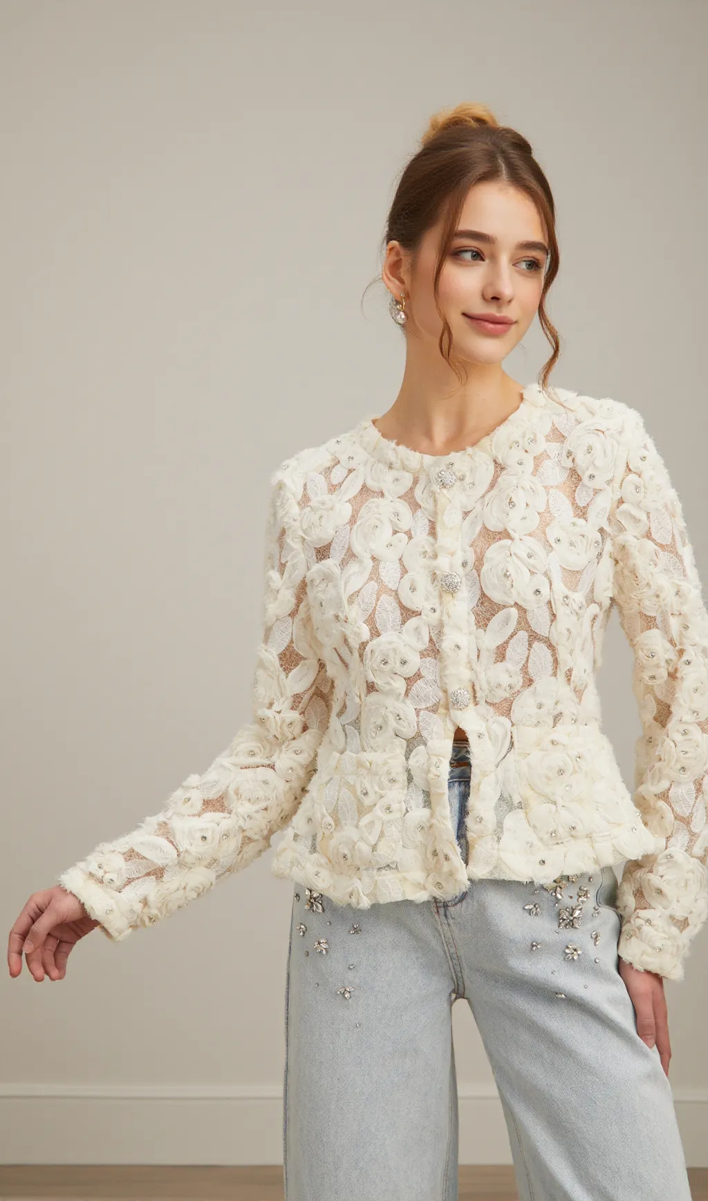 Marianne floral-appliqué embellished jacket