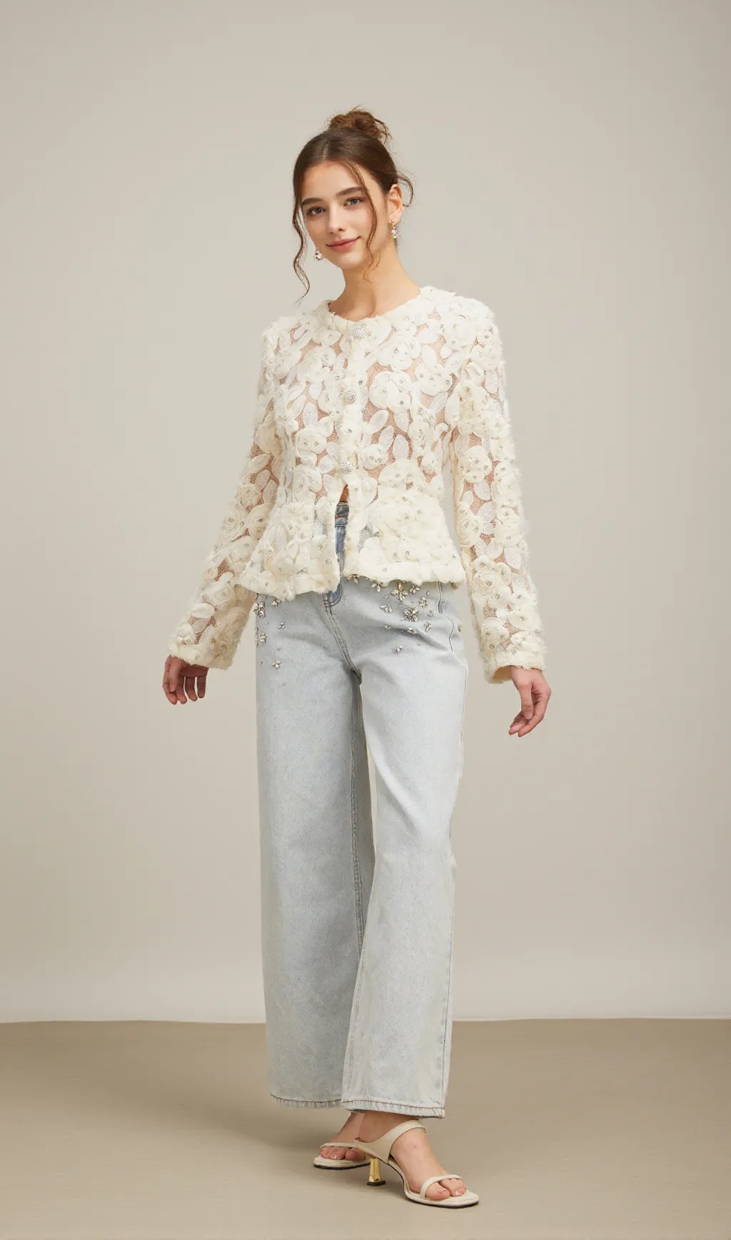 Marianne floral-appliqué embellished jacket