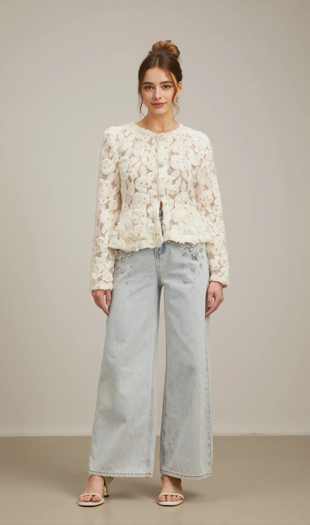 Marianne floral-appliqué embellished jacket