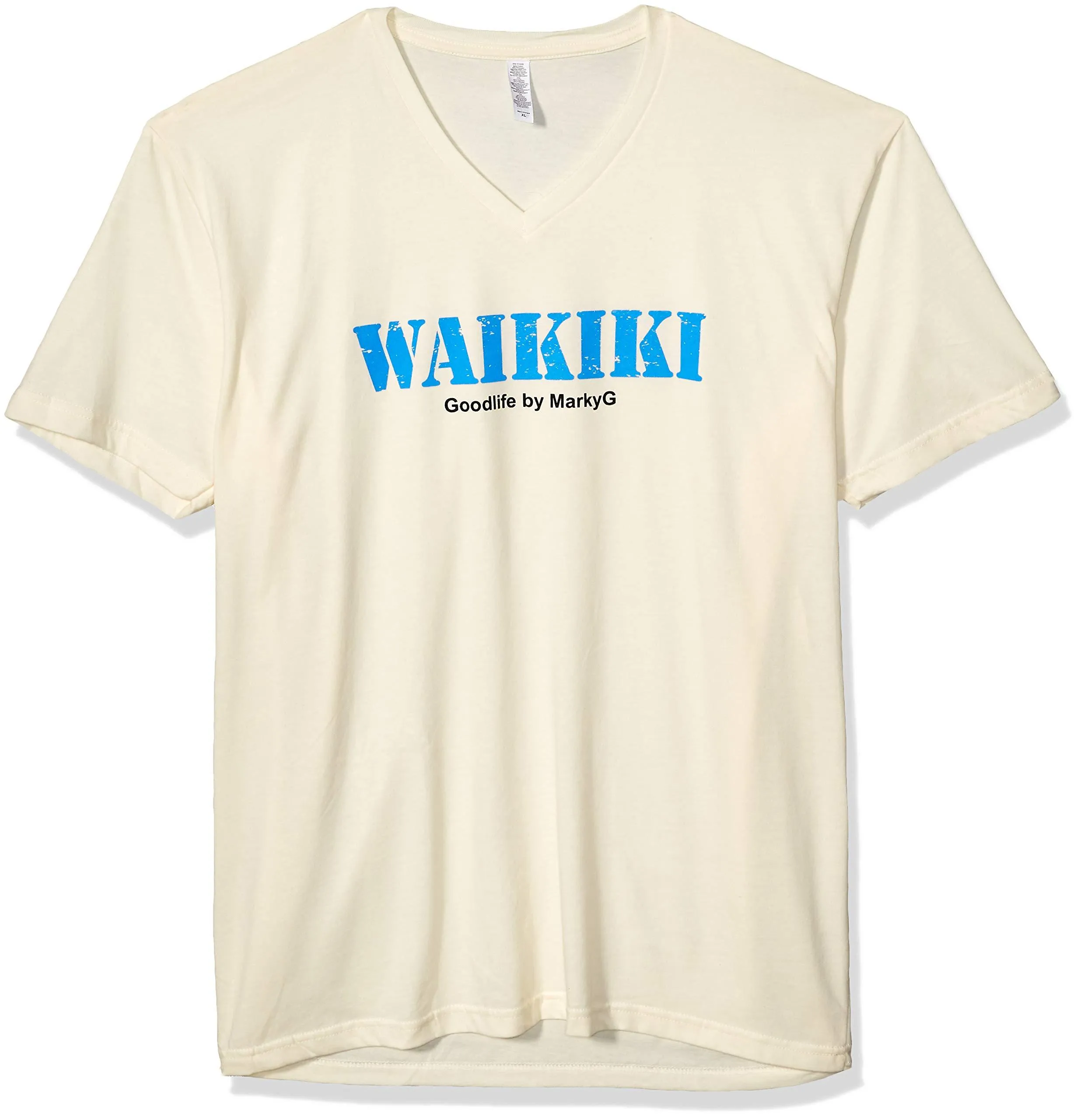 Marky G Apparel Men's Railay Beach Graphic Printed Premium Tops Fitted Sueded Short Sleeve V-Neck T-Shirt