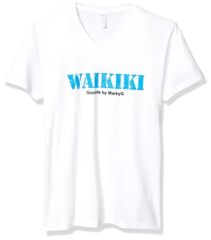 Marky G Apparel Men's Railay Beach Graphic Printed Premium Tops Fitted Sueded Short Sleeve V-Neck T-Shirt