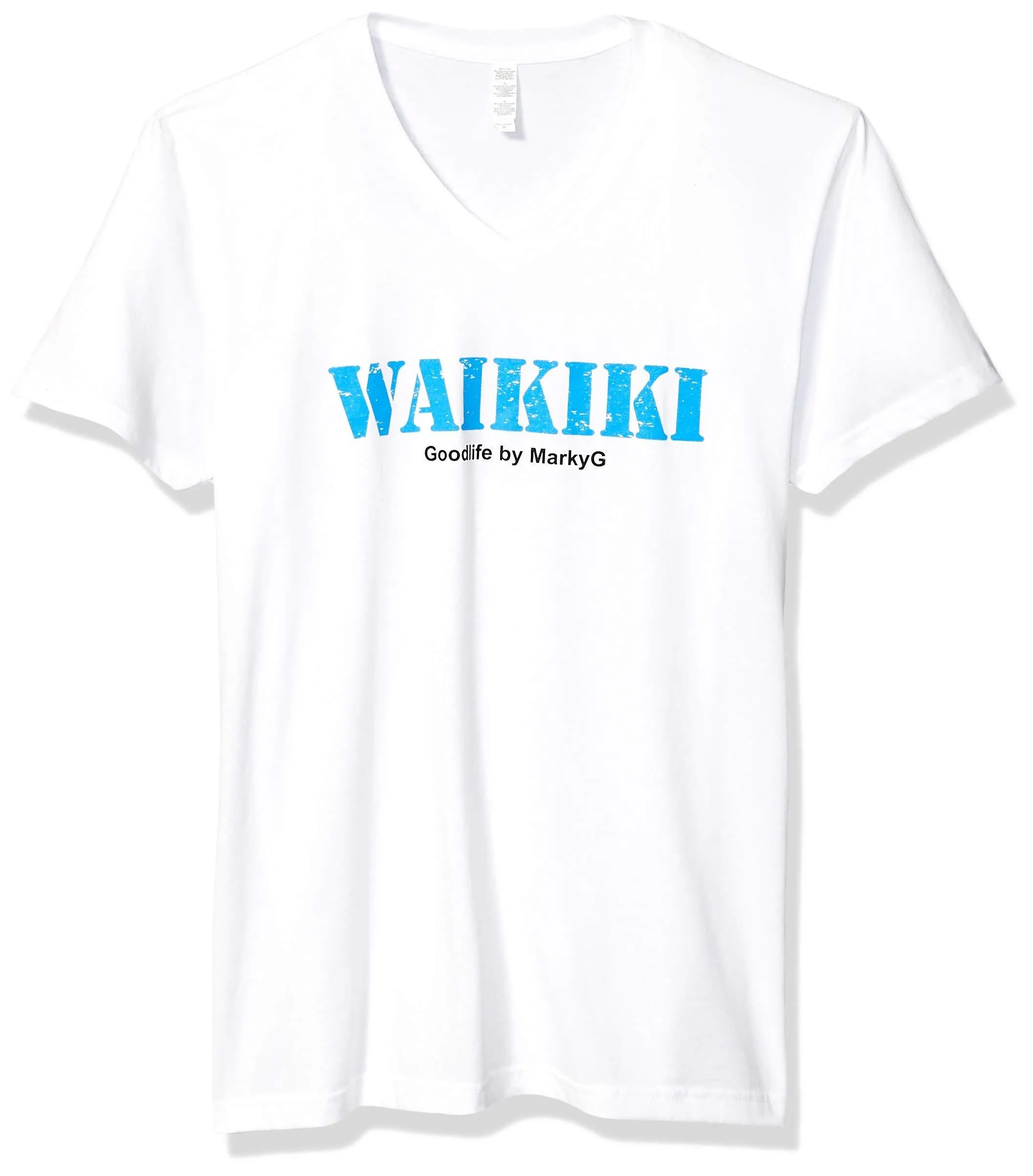 Marky G Apparel Men's Railay Beach Graphic Printed Premium Tops Fitted Sueded Short Sleeve V-Neck T-Shirt